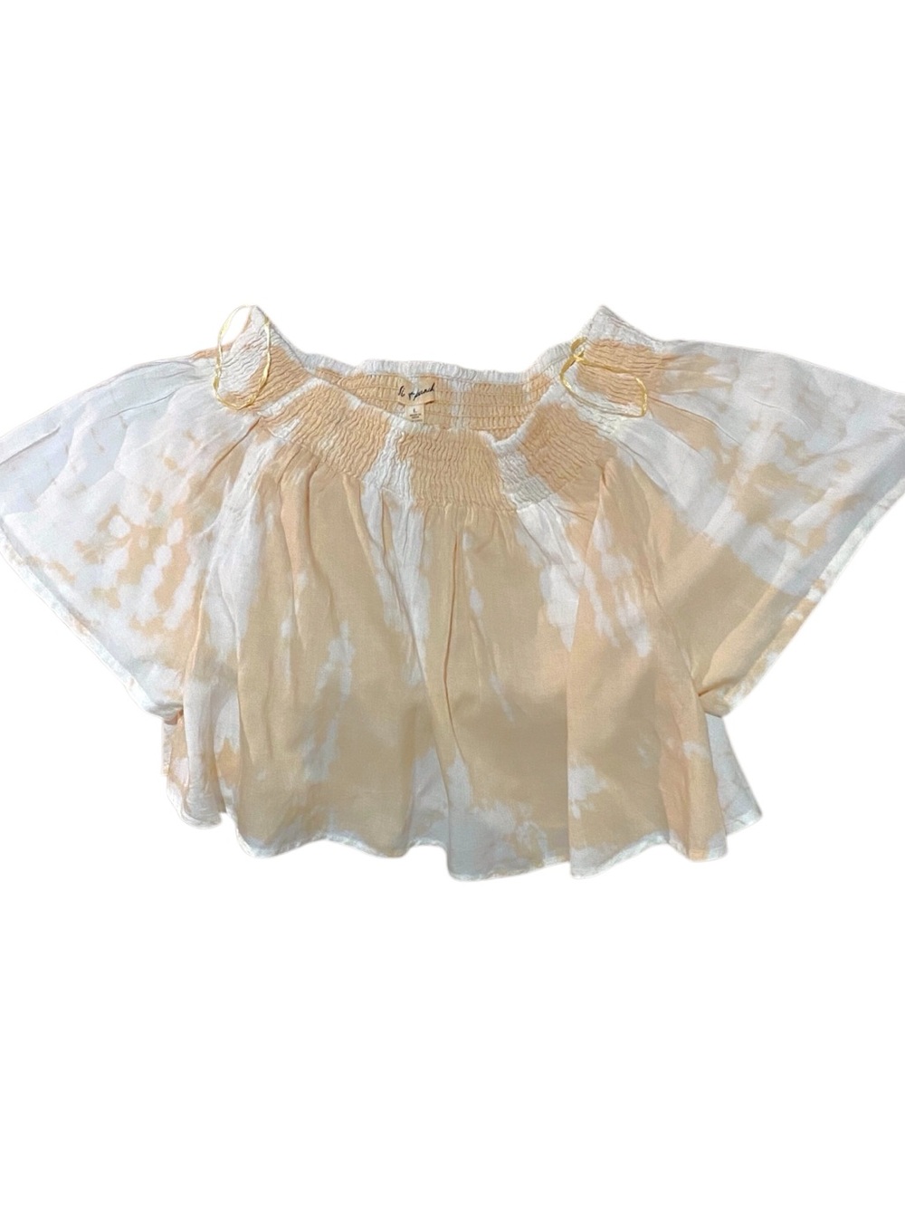 Kiwi & Punch Light Peach Tie-Dye Smocked Off-Shoulder Top